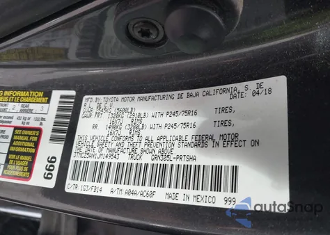 2018 Toyota Tacoma Sr V6 from USA, damaged, VIN 3TMCZ5AN1JM149543